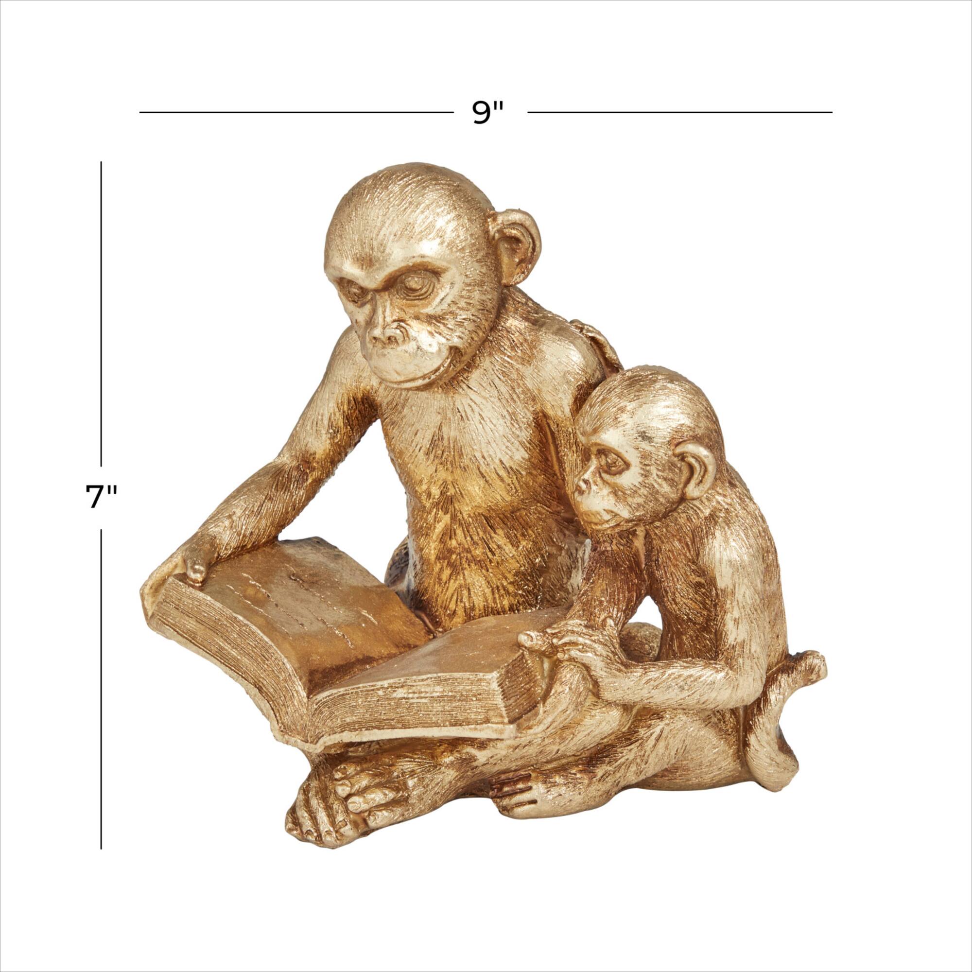 Gold Polystone Glam Sculpture, 7" x 9" x 6"